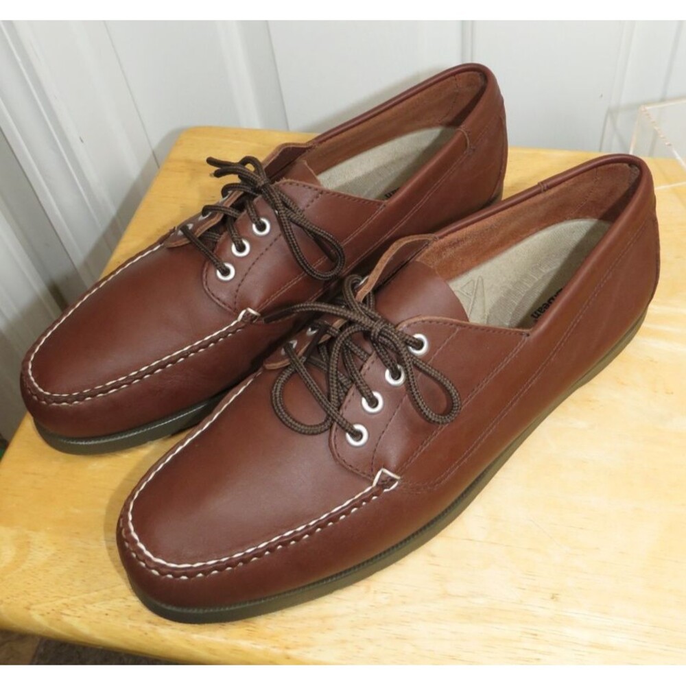 LL Bean Blucher Handsewn Moc Men's Leather Moccasin Boat Nautical Loafers, 13 D - Picture 3 of 7